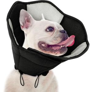 Dog Cone - Soft Cone for Dogs to Stop Licking, Pet E-Collar Alternative After Surgery, Adjustable Pet Recovery Collar for Wound Healing, Black, Small