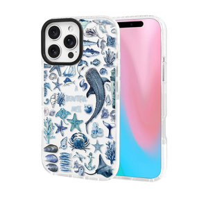 ChiCsFleur for iPhone 16 Pro Case, TPU Phone case with Camera Protection for Women Girls Teens - Blue Whale Shark Stingray Coral Starfish Crab Beautiful Mess Ocean Collage Sorority Aesthetic Unique
