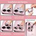 YWLOPT Compatible for iPhone 12 Pro Max Camera Lens Protector, (3+1 Pack) - Bling Sparkling Glitter, Anti-Scratch Camera Cover with 9H Tempered Glass, Case Friendly, (Pink)