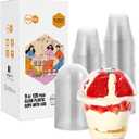 Turbo Bee 120 Pack 9 OZ Clear Plastic Cups with Dome Lids, Disposable Dessert Cups with Lids for Fruit, Snack Smoothie, Pudding and Ice Cream (No Hole)