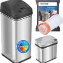 iTouchless 13 Gallon and 2.5 Gallon Automatic Touchless Sensor Kitchen Cans with Odor Control System, Stainless Steel, Includes 10 Premium Bags, CDZT02BG10