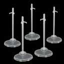 12-Pack Adjustable Doll Stands for 8-12 Inch Dolls, Clear Plastic, Hobby Figure Display Stands