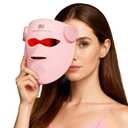 INIA Glow 4D Wireless Red Light Therapy Mask for face Dual NIR, 320 LEDs, 4 Modes, Under-Eye Cooling, Cordless & Rechargeable LED Face Mask for Home & Travel, Skincare Gifts for Women Mom Wife, Pink