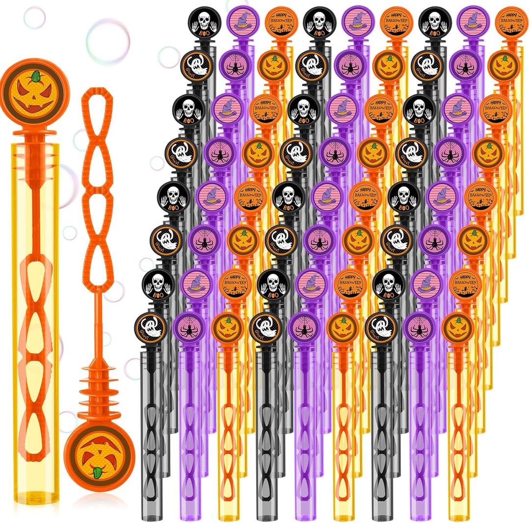 Liliful 300 Halloween Mini Bubble Wands Bulk Bubble Wands Tubes Pumpkin Ghost Witch Hat Party Favors Gifts Toys for Halloween Party Supplies Prizes Goodie Bags Fillers (No Liquid)