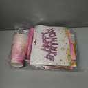 Pink Princess Birthday Party Supplies Decorations, Including Backdrop, Tablecloth, Birthday Banner, Hanging Swirls, Balloons, Cake Toppers for Cute Girls Party, 2 Pack