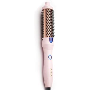 K&K 1.25 Inch Tourmaline Ionic Hot Brush Hair Curler for Loose & Volume Curls, Long Hair Heated Styler, Dual Voltage