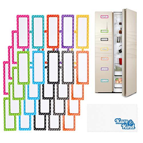 Kare & Kind 40 Pcs Magnetic Dry Erase Labels - Smooth Surface, Reusable and Writable Name Plates - Sticky Tags for Refrigerators and WhiteBoards - Use at Home, School and Office - Art and Crafts