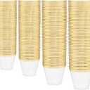 WDF 200 Pack Gold Plastic Cups - 9 Oz Elegant Clear Plastic Cups Gold Rimmed - Fancy Disposable Party Cup Wedding Cup Drinking Tumblers Cocktail Glasses for Thanksgiving