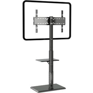 Universal Floor TV Stand, TV Floor Mount Stand with Power Outlet & Removable Shelf for 32-75 inch TV up to 110 lbs, Swivel and Height Adjustable Tall TV Stand for Bedroom(TCP01-2-M-A01)