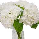 4-Packet White Hydrangea Artificial Flowers Faux Hydrangea Flowers Real Touch Home Bathroom Office Kitchen Dining Room Arrangements End Table Centerpiece Shelf Decorations