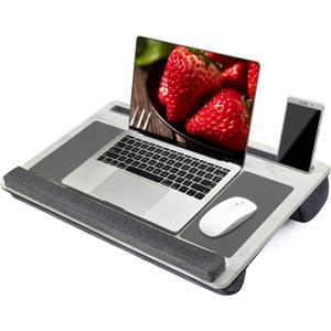 Extra Large Lap Laptop Desk- Home Office Portable LapDesk with Mouse Pad & Wrist Rest for Notebook/MacBook/Tablet, Sofa Bed Working, Writing, Drawing (White Marble, Fit Up to 17-inch Laptops) (White Marble)