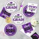 Graduation Decorations 2026, 200 Pcs Class of 2026 Graduation Party Supplies Kit with Paper Plates, Luncheon and Cocktail Napkins, Congrats Grad Decorations for 50 Guests (Purple)