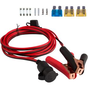 DEDC 3m/10FT Battery Clip On Plug Socket, 12V/24V Cigarette Lighter Adapter Cable with Fuse Holder for Car Battery, Portable Air Compressor, Power Inverter (Cigarette Lighter Adapter Cable Set)