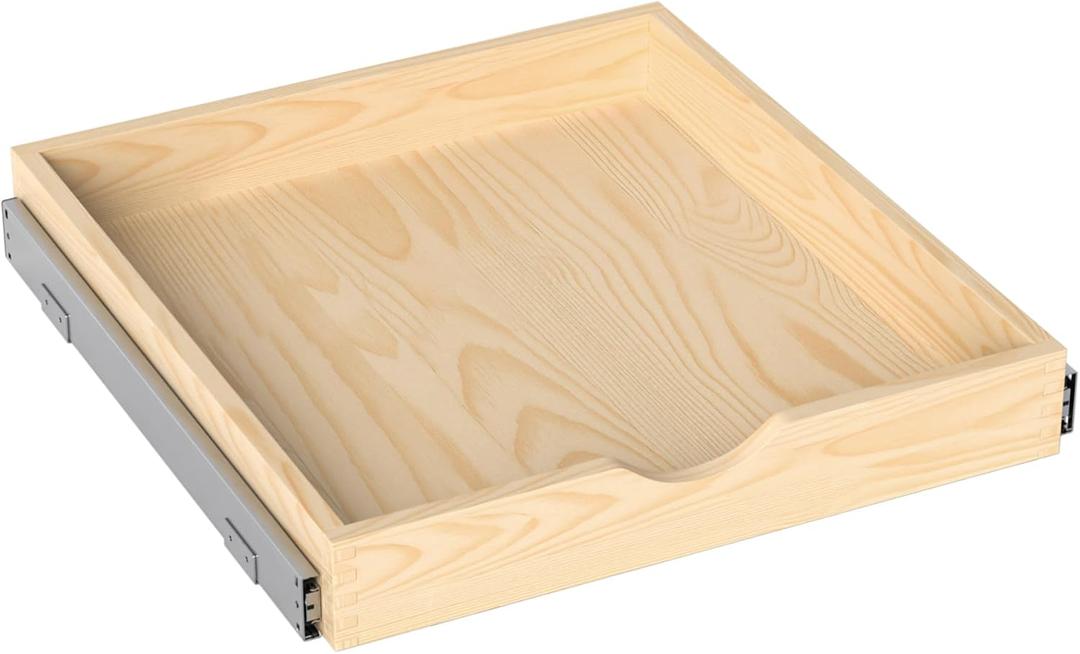 ZOINLIY 21''W X 21''D X 3''H Wooden Pull Out Drawer for Cabinet, Cabinet Organizer for Kitchen, Soft Close Slide Out Shelves, Heavy Duty, Fully Expandable - Bottom Mounting