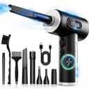 Compressed Air Duster-3 Gear Adjustable 100000RPM Electric Air Duster with LED Light, Rechargeable Cordless Air Blower for Keyboard Electric Devices Cleaning. Replaces Compressed Air Cans (Black)
