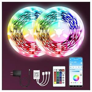 dalattin Led Lights for Bedroom 130ft(2 Rolls of 65.6ft), Led Lighting with Remote&App Control, Color Changing Led Lights for Room, RGB Led Strip Lights Music Sync, Home Decor, 24V Power Supply