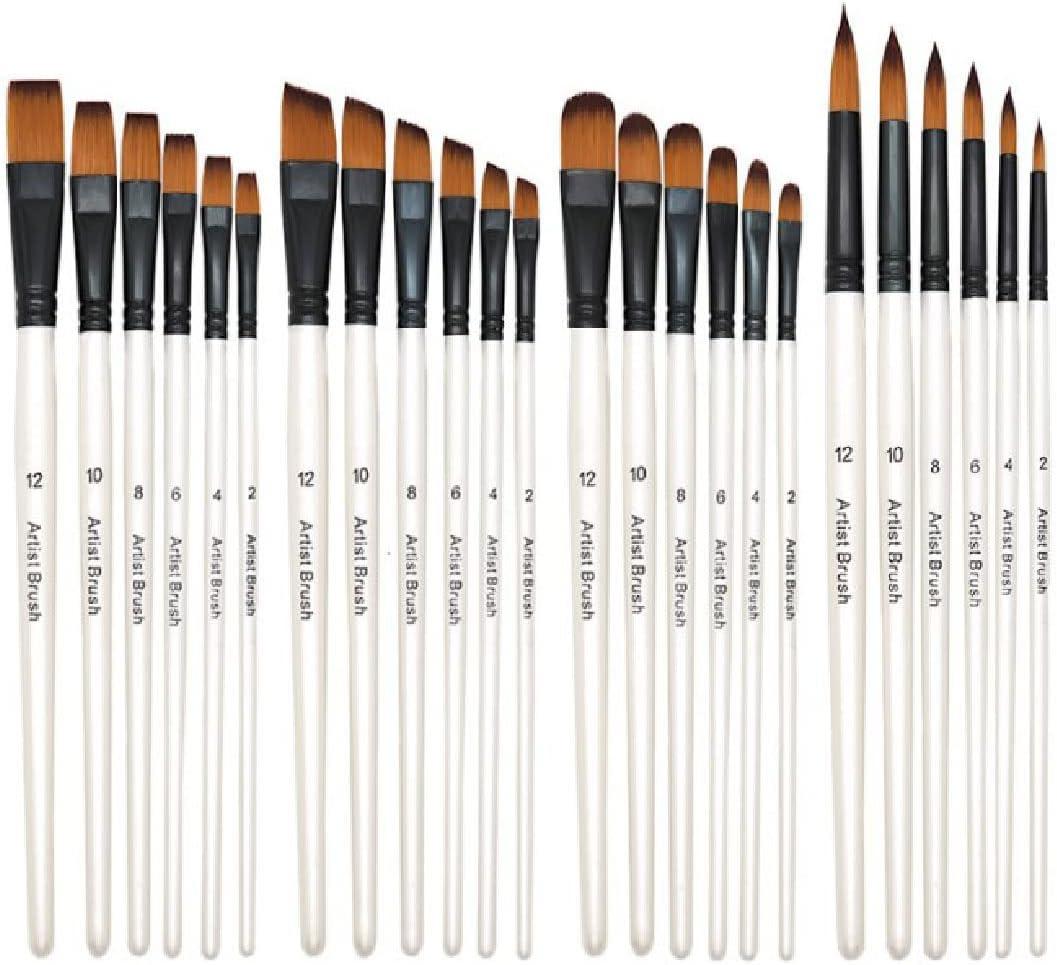 Acrylic Brush Set, 4 Packs of 24 Nylon Brushes, Suitable for Professional Sets of Multi-Purpose Oil Painting Watercolor Artists, Miniature Details and Rock Painting, Art Painting Supplies.