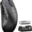 ATTACK SHARK R11 Ultra 8K Carbon Fiber Wireless Gaming Mouse with 42000 DPI-PAW3950 MAX Sensor-49g Lightweight,Nordic 52840 MCU Chip,Wired/BT/2.4Ghz Programmable,RGB Coiled Cable for PC(Black Wave)