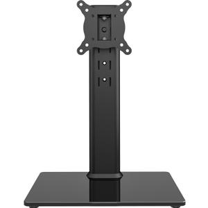 Universal Swivel TV Stand/Base Table Top TV Stand for 13 to 32 inch TVs with 100 Degree Swivel, 4 Level Height Adjustable, Heavy Duty Tempered Glass Base, Holds up to 77lbs, HT07B-001