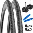 2PCS 700C Road Bike Tires 700x28C/28622 28x1 5/8x1 1/8 and 700C Bike Tubes Presta Valve with 2 Rim Strips Compatible with 700x26C 700x27C 700 x 28C 700x30C Bike Bicycle Tires and Tubes(Y1054)