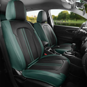 FREESOO Leather Car Seat Covers Full Set, Green Black Waterproof Seat Covers for Cars Trucks SUV, Luxury Front Car Seat Covers and Back Seats, Carseat Protector Car Seat Cover Fit for Most Vehicles