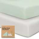 KeaBabies 2-Pack Organic Crib Sheets for Boys, Girls - 52x28 Fitted Crib Mattress Sheet Neutral, Breathable Jersey Cotton Cover for Baby Bed, Toddler Mattress, Soft & Cute Prints (Sage)