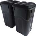 United Solutions 32 Gallon Wheeled Outdoor Garbage Can with Attached Snap Lock Lid and Heavy-Duty Handles, Black, Heavy-Duty Construction, Perfect Backyard, Deck, or Garage Trash Can, 2 Pack
