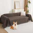 HAOMAIJIA Non Slip Couch Cover Sofa Covers for 2 Cushion Couch Washable sectional Couch Covers for Dogs pet Furniture Protector Couch Cover Blanket for Living Room (Dark Brown, 71"x118")