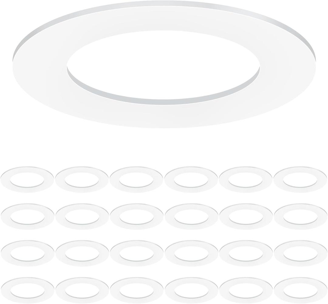 24 Pack Goof Rings for 4 Inch Recessed Lights, Outer Diameter 6.69, Inner Diameter 4.25, Matte White Recessed Lighting Trims for Down Light, Durable Plastic Design, Flush Mount