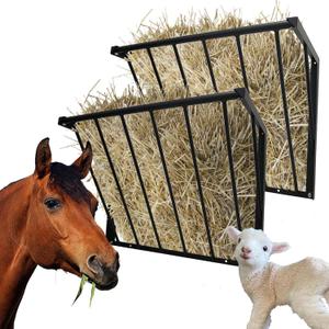 2Pcs Horse Hay Feeder, 31.5'' Long Livestock Hay Feeder with 24 Gallon Large Capacity, Carbon Steel Wall Mounted Hay Rack for Horses, Sheep, Goats, Indoor Outdoor Uses