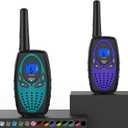 Topsung Walkie Talkies Long Range, M880 Two Way Radio for Adults with Mic LCD Screen/Resistance Wakie-Talkies with Noise Cancelling for Men Women Outdoor Adventures Cruise Ship (Blue and Violet)