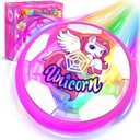 Unicorn Hover Soccer Ball for Girls, Light Up Air Floating Toys for Girls Age 3 4 5 6 7 8 9 10 11 12, Indoor Toy Birthday Gifts, Kids Games with LED Lights Foam Bumper, Kids Stocking Stuffers