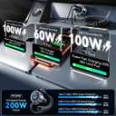 200W Car Charger USB C, PD100W Fast Charge w/100W Type C Fast Charging 5FT Coiled Cable, PD3.0/QC4.0/PPS Cigarette Lighter Phone Adapter for iPhone 17/16 ProMax, MacBook Pro/Air, Samsung S26/S25, iPad
