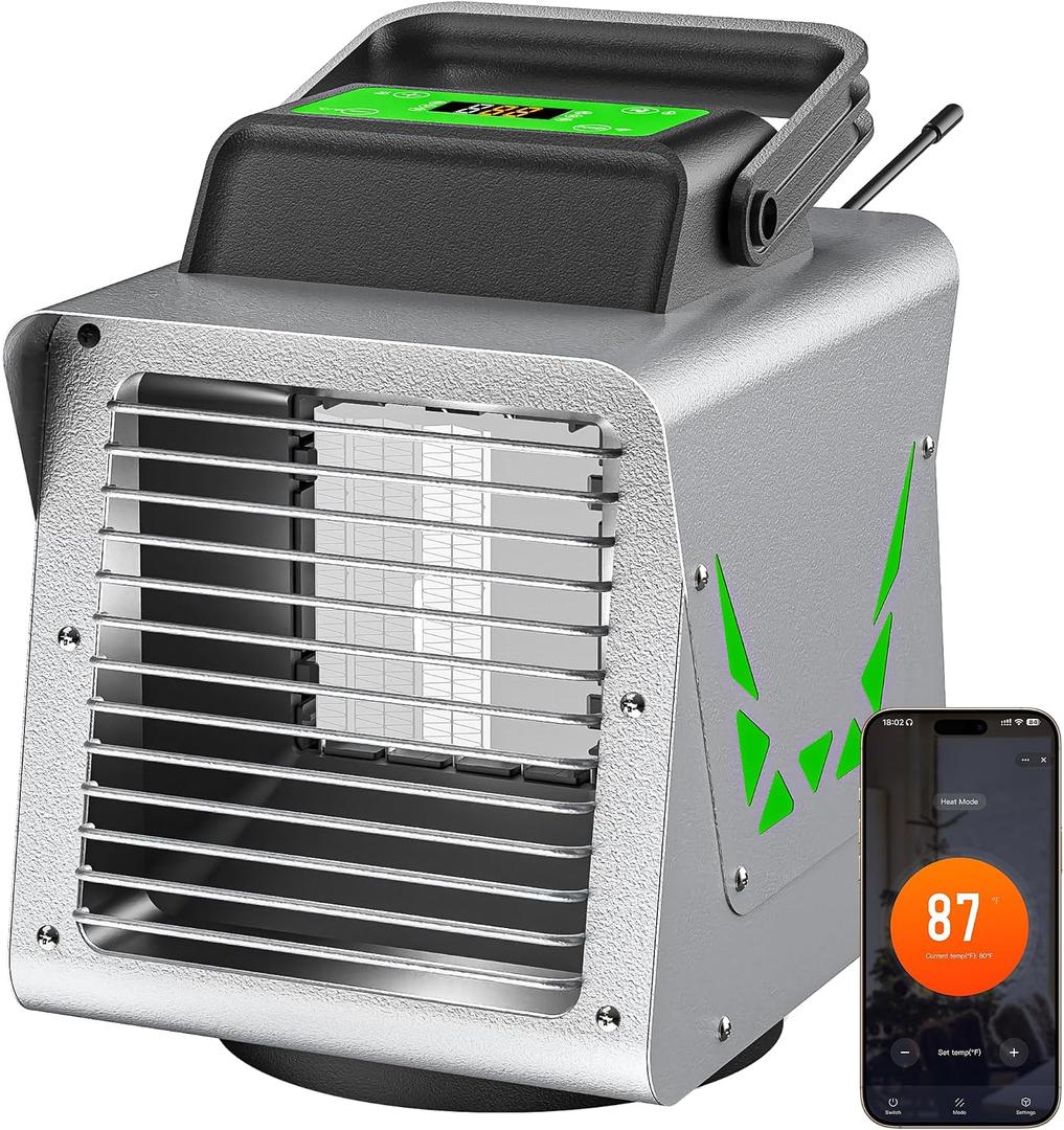 Kiroto 1500w Greenhouse Heater,with APP Remote Control, Portable Outdoor Winter Heater With Thermostat For Plants Vegetables Flowers,Smart Electric Safe Heater for Green house,Grow Tents,Garage