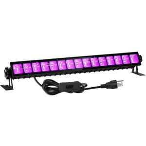 Upgraded 36W LED Black Light Bar, Premium Flood Light with Plug+Switch+5ft Cord, Light Up 21x21ft Area, for Halloween Glow Party Bedroom Game Room Body Paint Stage Lighting