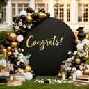 Gallety 7.2FT Black Round Backdrop Cover with Size Adjuster & 4 Metal Clips, Universal Fit for 5ft-7.2ft Circle Stand, Polyester Fabric Arch Cover for Wedding, Birthday Party, Videos, Graduation Decor