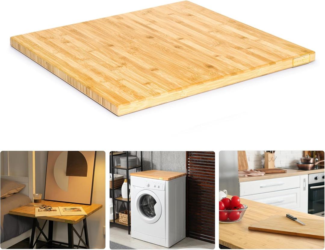 24"x25" Butcher Block Counter Top, DIY Bamboo Countertop, 1.2'' Thick Waterproof Table Top, Used as Cutting Board, Stovetop Cover, Office Desk Top, Dining Room Table, Laundry Counter, Kitchen Counter (24"L x 25"W)
