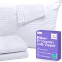 Set of 8 Pillow Protectors with Zipper King Size - 100% Resistant to Stains, Dust & Dirt - Washable Covers for Increased Pillow Lifespan