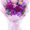 Waipfaru Preserved Flowers, Purple Fresh Bouquet with Gift Box, Flowers for Delivery, That Last 1-3 Years, Forever Flowers for Women Birthday Gift, Anniversary, Teacher, Mother Day