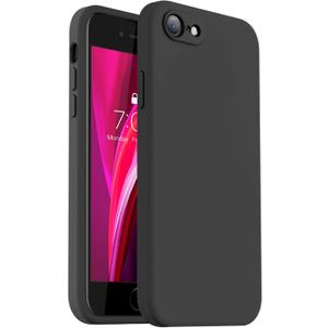 Vooii for iPhone SE Case 2022/3rd/2020,iPhone 8/7 Case, Upgraded Liquid Silicone with [Flat Edges] [Camera Protection] [Soft Anti-Scratch Microfiber Lining] Phone Case for iPhone SE - Black