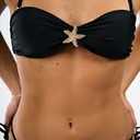 SOLY HUX Women's Bikini Set Ruched Metal Decor Bathing Suit Summer Vacation Two Piece Swimsuit Solid Black Large