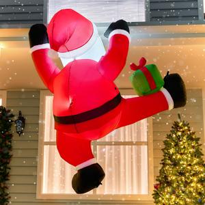 Joiedomi 6 FT Tall Christmas Inflatable Climbing Santa with Gift Box, Blow Up Hanging Santa with Build-in LED for Xmas Party, Outdoor, Yard, Garden, Lawn Decoration