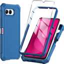 Mocotto for T-Mobile REVVL 8 Phone Case with Tempered Glass Screen Protector,Slim Soft Silicone Full-Body Protective Cover (Blue)