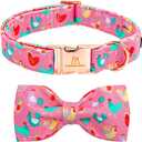 Lionheart glory Dog Bow Collar Easter Day Dog Collar for Medium Dogs,Easter Chickens Colorful Dog Collars with Bowtie Spring Pink Collars Pet Collar Bows