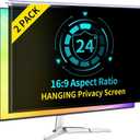 2-Pack 24 Inch Computer Privacy Screen Filter for 16:9 Monitor, Anti-Blue Light, Anti-UV,Blue Light Blocking Removable Privacy Protector Shield Fits 23.6", 23.8", 24" Monitors