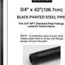 GeilSpace 6 Pack 3/4" 42" Pre-Cut Black Metal Pipe, Industrial Steel Fits Standard Three Quarters Inch Black Threaded Pipes and Fittings - Vintage DIY Industrial Shelving (3/4" 42")