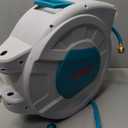 ENEACRO Retractable Garden Hose Reel with Wall Mount 1/2"×100ft with 10 Pattern Hose Nozzle, Brass Connector, Auto Rewind/Any Length Lock/ 180° Swivel Bracket, Ideal for Garden Watering