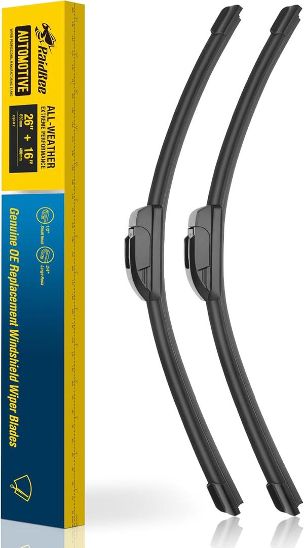 Raidbee 26+16 inch Silicone Windshield Wiper blades Replacement for HONDA Accord 2022-2018 CR-V 2016-2012 TOYOTA RAV4 2023-2013,Corolla 19-09 Hyundai Elantra 20-17 +More Silicone Wiper Blades