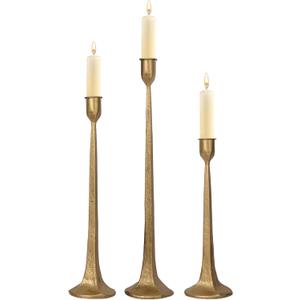 Iron Taper Candle Holder Set of 3 - Decorative Tall Candle Stand, Candlestick Holder for Wedding, Dining Table, Party Decoration (Antique Brass) (Antique Brass)