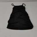 Mizoci Women's Sexy Sleeveless Ruched Spaghetti Strap Bodycon Mini Club Party Dress (Black), S